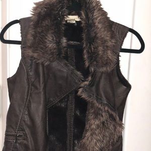 Leather fur vest